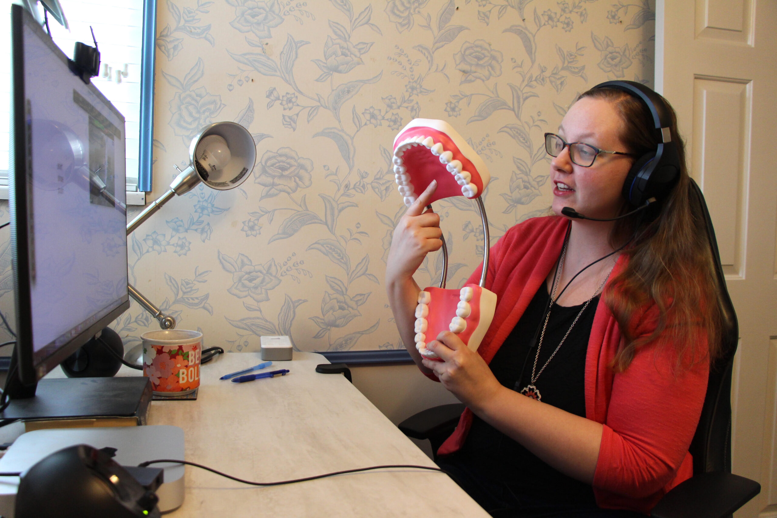 Speech-language pathologist demonstration.